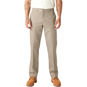 <b>Men's</b> <b>Khaki</b> Straight Fit Cotton Oxford Trousers Mid Waist Button Fly Casual Anti-Wrinkle Autumn Style - Product Image 5