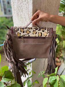 Sac à franges en cuir bohème, sac à main à franges marron en cuir imprimé Animal, sacs à bandoulière - Product Image 6