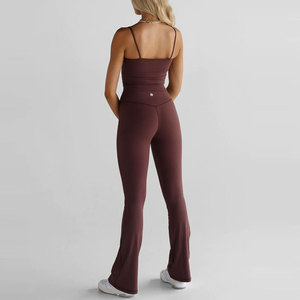 Custom Women <b>Flare</b> <b>Leggings</b> Gym Yoga Pants High Waist Wholesale OEM ODM Sportswear Manufacturer Supplier - Product Image 2
