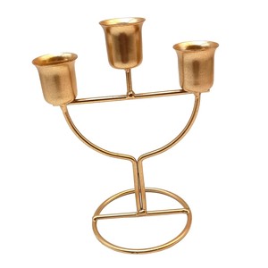 Modern 3 Arm <b>Black</b> Metal <b>Candelabra</b> Decorative Candle Holder for Home Dining Room Table - Product Image 6