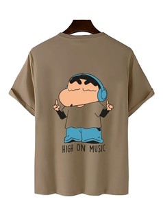 เสื้อยืดลายการ์ตูนสีเบจสำหรับผู้ชาย เสื้อยืดสตรีทแวร์ขนาดใหญ่พิเศษ พิมพ์ลายกล่องสุดเท่ เสื้อแขนสั้นผ้าฝ้ายลำลอง - Product Image 2