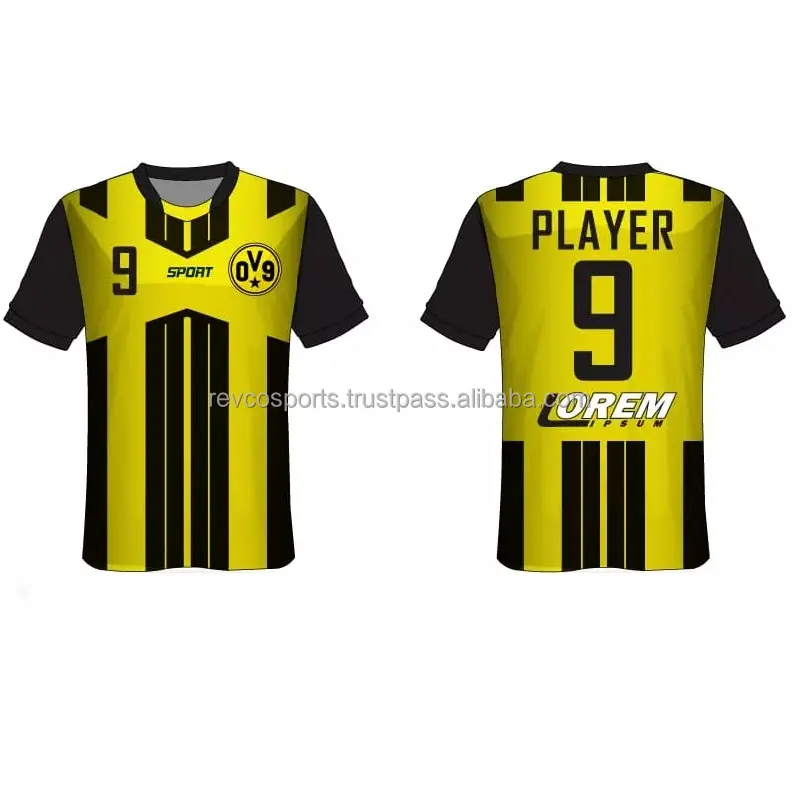 Black and Yellow Soccer Jersey Custom team name and logo Short Sleeve Soccer Jerseys Custom Soccer Wear Football Shirts Jerseys