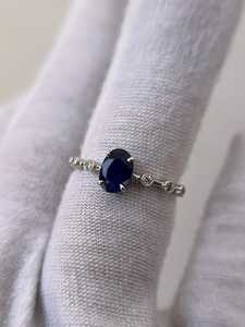 แหวนไพลินสีน้ำเงินหรูหรา รูปทรงวงรี แหวนหมั้นพลอยล้ำค่า แหวนขอแต่งงานสำหรับเธอ เครื่องประดับ - Product Image 5