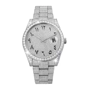 Reloj de Lujo Plateado con Moissanita y Cuarzo para Hombre, Esfera de Diamantes, Brazalete Vintage, Caja Redonda de 10mm, Correa de 22cm - Product Image 2