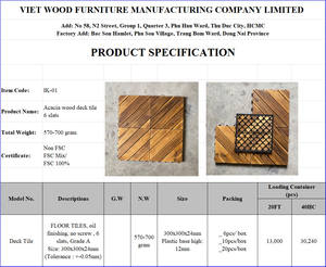 Dalles de terrasse en bois d'acacia massif à emboîtement pour jardin, balcon, patio - Product Image 2