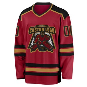 Custom Hockey Jersey Maroon Black Old Gold Team Uniforms Sublimated Ice Hockey Shirt Breathable Mesh Training Sports Wear - Product Image 2