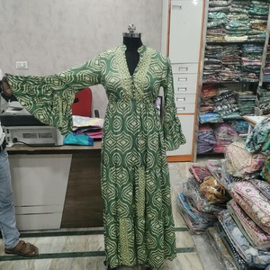 <b>Women</b> Boho Floral Print Maxi <b>Dress</b> V Neck Bell Sleeve Empire Waist Tiered Long Casual Summer <b>Dress</b> - Product Image 2