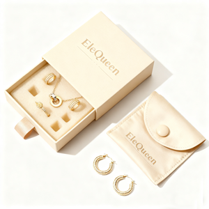 Eco-Friendly Rigid Cardboard Square Pattern Jewelry Box Custom Logo Multi-Color Buckle Closure Necklace Bracelet Ring Packaging - Product Image 3
