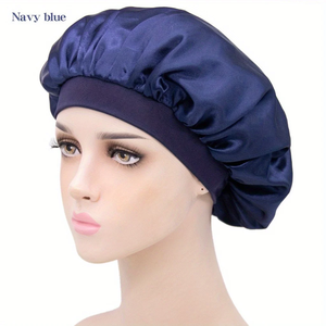 Bonnet unisexe tendance couleur unie, chapeau de nuit en satin de soie lisse à bord étroit et élastique, pour le quotidien, la maison, les loisirs et le sommeil, toutes saisons - Product Image 4