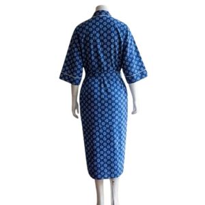 Bata de Algodón 100% con Estampado Floral para Mujer, Cuello en V, Manga Tres Cuartos, Larga, Suave, Informal, para Primavera, Superventas - Product Image 3