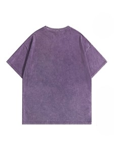 T-shirt en coton lavé à pois violets surdimensionné pour homme, style streetwear, manches courtes, col rond, coupe jersey - Product Image 6