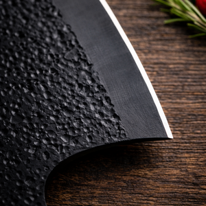 Cuchillo de chef Edge Master forjado a mano en acero al carbono con funda de cuero y mango de cuerno, para barbacoa, camping y cocina, OEM. - Product Image 5