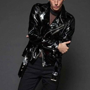 Chaqueta de Motociclista de Vinilo PVC Negro, Estilo Gótico, Hecha a Mano, para Hombre, Venta al Por Mayor de Fábrica, OEM ODM 2026 - Product Image 3