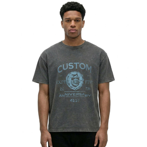 Camiseta Oversize de 260 g/m² con Corte Holgado, Lavado Ácido, Diseño Gráfico, Hombros Caídos, Estilo Vintage Grunge - Product Image 1
