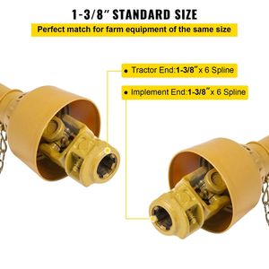 Eje de transmisión PTO para tractor Serie 4 de 1-3/8 con extremos de implemento de tractor de 6 estrías B-55 para piezas de maquinaria agrícola - Product Image 3