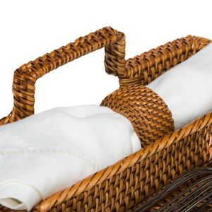 Plateau à couverts rectangulaire en rotin tressé à la main King Craft Viet avec compartiments - Product Image 3