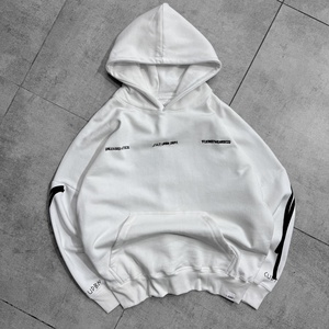 Custom Mens Chenille <b>Patch</b> <b>Back</b> Printed Hooded Sweatshirt Wholesale White Pullover OEM Sweatshirts - Product Image 3