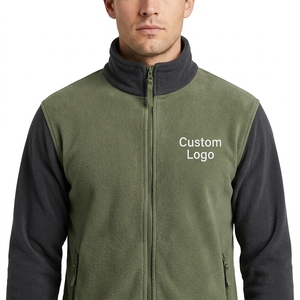 Custom Logo Embroidered <b>Men</b> Bomber Jacket Full Zip Two Tone Olive Grey Stand Collar <b>Thermal</b> Hooded Eco-Friendly Windproof Winter - Product Image 3