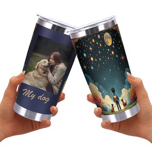 Stainless Steel Tumbler 20oz Vacuum Insulated Double Wall With Starry Night Art Design For <b>Coffee</b> Travel Use - Product Image 2