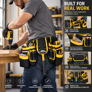 Ceinture porte-outils robuste et réglable avec plusieurs poches, en tissu Oxford durable, organiseur d'outils professionnel pour la taille - Product Image 4