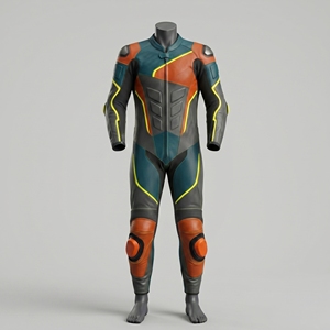 Combinaison de course moto professionnelle en cuir de vachette, homologuée CE, respirante, personnalisable, manches longues - Product Image 2