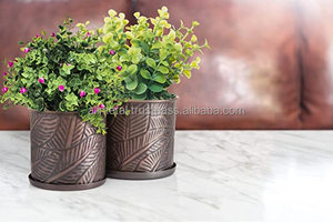 Macetas y jardineras Macetas de jardín con orificio de drenaje Acabado de cobre antiguo para decoración interior y exterior - Product Image 2