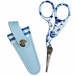 Luxury Blue Embroidery <b>Scissors</b> with PU Leather Cover <b>Sewing</b> Craft Needlework Accessories - Product Image 1