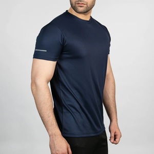 Camiseta de Manga Corta para Hombre, Cuello Redondo, Color Azul Marino, Corte Regular, Transpirable, de Secado Rápido, Estilo Deportivo, 100% Algodón, Color Sólido - Product Image 1