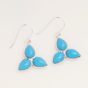 Pendientes Colgantes de Turquesa Natural en Forma de Lágrima, Plata de Ley 925, Hechos a Mano, con Gema Azul, Joyería Boho, Regalo - Product Image 1