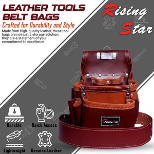 Heavy Duty <b>Leather</b> <b>Tool</b> Belt Set with Pouches for Carpenter & Electrician Construction <b>Work</b> Custom logo <b>Tool</b> bag - Product Image 2