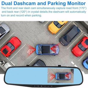 Telecamera da cruscotto HD 1080P con doppio obiettivo, DVR per auto, specchietto retrovisore, videoregistratore anteriore e posteriore IPS, registrazione in loop, modalità parcheggio - Product Image 6