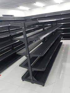 Estantería de isla para supermercado OneTech Wholesale de doble cara con espalda de alambre, metal con recubrimiento en polvo, fácil montaje, a prueba de óxido, versátil para tiendas. - Product Image 1
