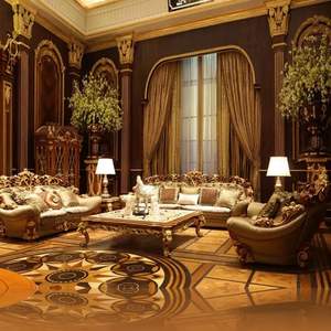 Sofá Seccional Tradicional de Lujo The Langham en Oferta, Mesa Tallada en Madera, Relleno de Esponja, para una Decoración Elegante de la Sala de Estar - Product Image 1