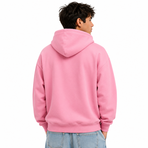 Custom Logo Pink Chenille <b>Cross</b> <b>Patch</b> Men Hoodies Cotton Blend Fleece Full Zip Oversized Drop Shoulder Streetwear Autumn Winter - Product Image 2