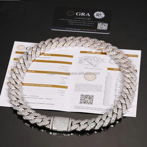 IGI Certified 14K Gold & 925 Sterling Silver <b>Rope</b> <b>Chain</b> Cuban Necklace Bezel Setting VVS Moissanite Trendy Gift - Product Image 2