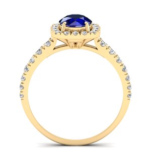 REYES High Quality 14K Yellow Gold Round Cut 0.84Ct Blue <b>Sapphire</b> Gemstone <b>Ring</b> For Women Luxury Diamond Engagement Gift <b>Rings</b> - Product Image 4
