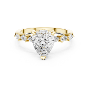 Yellow Gold Pear Cut Lab Grown <b>Diamond</b> Engagement <b>Ring</b> Marquise Baguette Side Stone Wedding <b>Ring</b> - Product Image 3