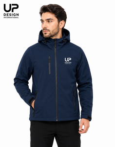 Veste softshell à capuche bleu marine pour homme, imperméable, coupe-vent, doublée polaire, pour randonnée et travail en extérieur, OEM - Product Image 3