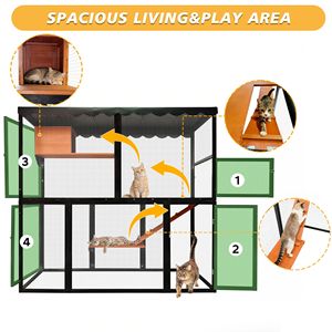 Enclos pour chat en bois à 4 niveaux, intérieur/extérieur, grande capacité, pour plusieurs chats, avec passage, mobilier pour animaux de compagnie - Product Image 5