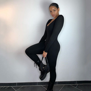 2026 Fall Winter Long Sleeve Bodysuits Bodycon Jumpsuits Autumn <b>Women</b> Long Pants Round Collar <b>Rompers</b> Jumpsuits - Product Image 3