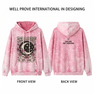 <b>Women</b> Vintage <b>Blue</b> Acid Wash Eco-Friendly Lined Winter <b>Hoodie</b> 400 GSM Heavyweight Cotton Fleece Custom Applique Embroidery - Product Image 3