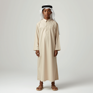 Saudi Style Kids <b>Thobe</b> Long Sleeve Islamic Jubba Robe Cotton Comfortable Boys Muslim Traditional Wear Affordable Children Outfit - Product Image 1