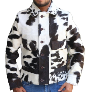 Chaqueta de Cuero para Hombre, Estampado Animal, Cuello Camisero, Abrigo Casual de Invierno, Corte Regular, Cierre de Botón - Product Image 4