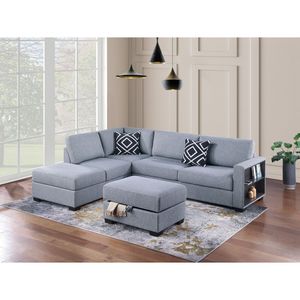 Divano Sezionale Reversibile a 3 Pezzi con Ottomana e Scaffale, Funzionale per il Soggiorno - Product Image 5