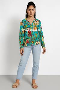 Veste en coton tricoté matelassée Kantha d'art tropical pour femmes, faite à la main, style bohème, écologique, respirante, pour l'hiver - Product Image 6