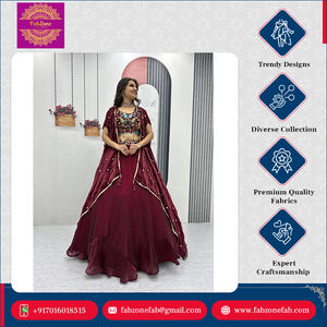 Lehenga Choli tendance, vêtement de fête traditionnel, broderie lourde, travail de séquence de fils, tissu fantaisie Latakan Fendy, haute qualité - Product Image 4