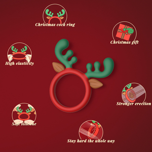S-HANDE Venta al por Mayor de Fábrica, Regalos de Navidad para el Bienestar, Anillo para Pene con Diseño de Alce Navideño Rojo, Juguete Sexual para Hombres, Retrasa la Eyaculación - Product Image 2
