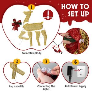 3-Piece Weather-Proof Lighted Christmas Reindeer Family Set 2D Outdoor Decorations 3 Christmas Ornaments Elegant Ornament Hom - Product Image 2