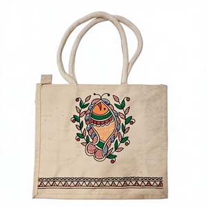 Bolsa de Almacenamiento Ecológica de Yute con Estampado de Árboles Coloridos, Duradera, Reutilizable, Multiusos, de Gran Capacidad, para Uso Doméstico, India - Product Image 1