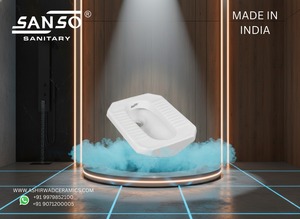 MD <b>Pan</b> <b>Ceramic</b> Squatting Toilet Durable Floor Mounted Washroom Fixture Sanitary Ware Export Model 7008 India OEM Plus - Product Image 2